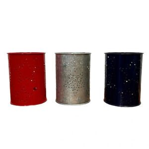 4th Of July Decor Patriotic Metal Tin Buckets with Stars Red Blue Silver 18 PCS